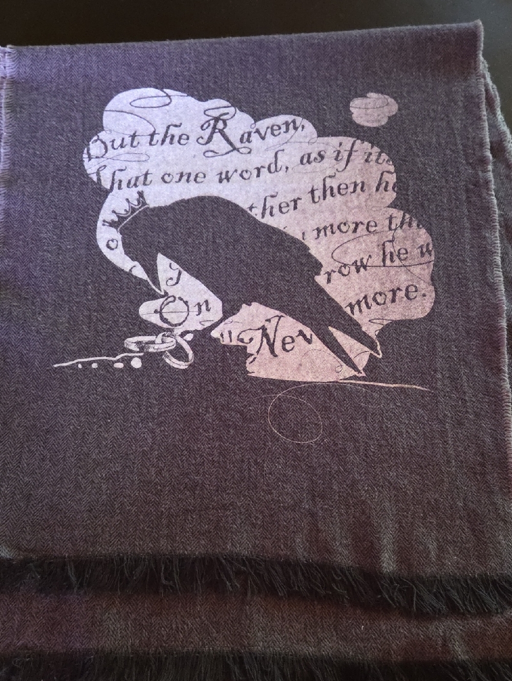 Raven Print Wrap Scarf Edgar Allen Poe Inspired